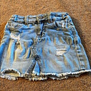 Distressed Denim Mini Skirt